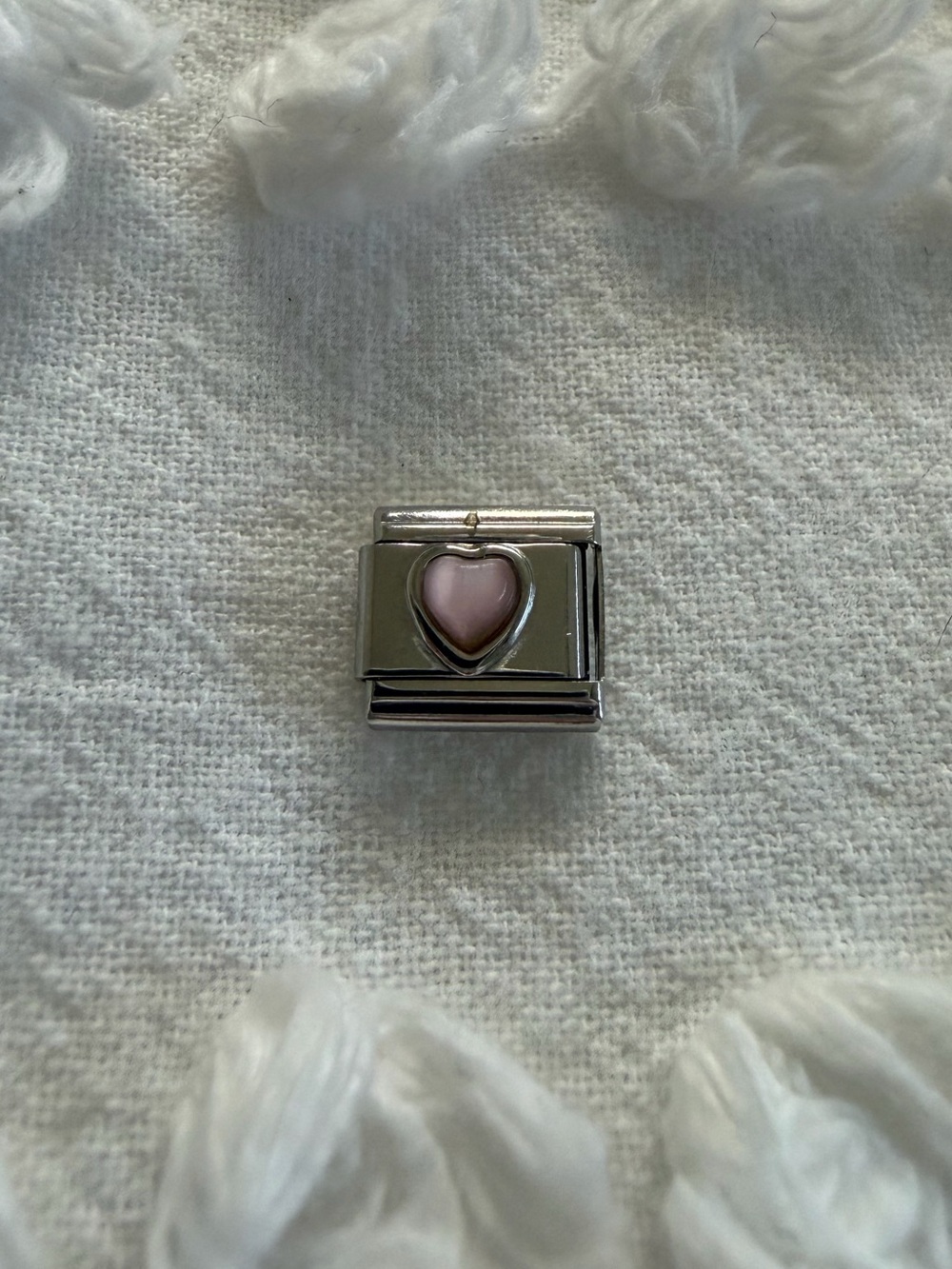 9mm pink stone heart Italian charm